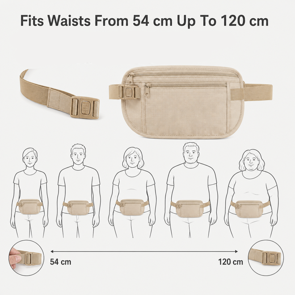 StashGuard™ Pas biodrowy z blokadą RFID na bezstresowe podróże