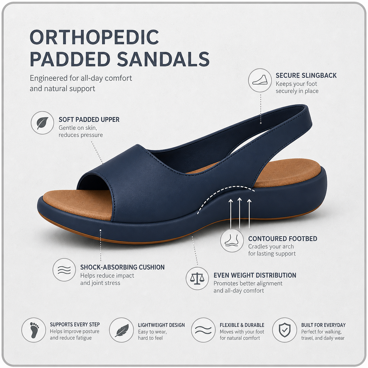StepCushion Pro™ Ortopedyczne sandały na amortyzującej podeszwie dla komfortowego chodzenia