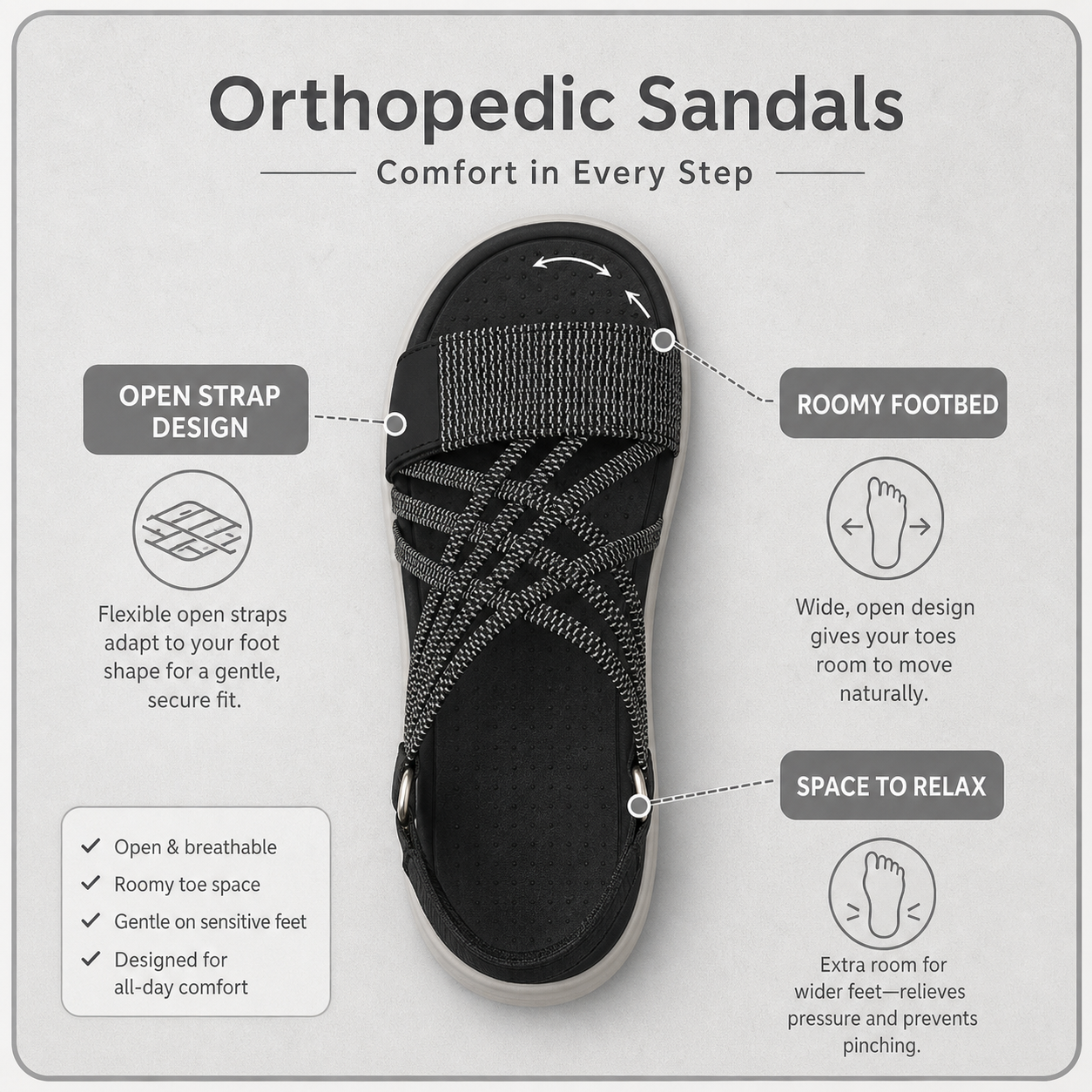 StepLite Care+™ Sandały do noszenia przez cały dzień