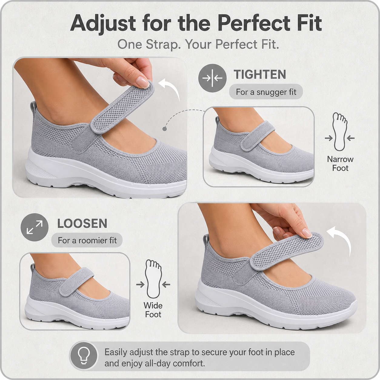 StrideFit Pro™ Cushioned sneakersy do chodzenia z regulowanym paskiem