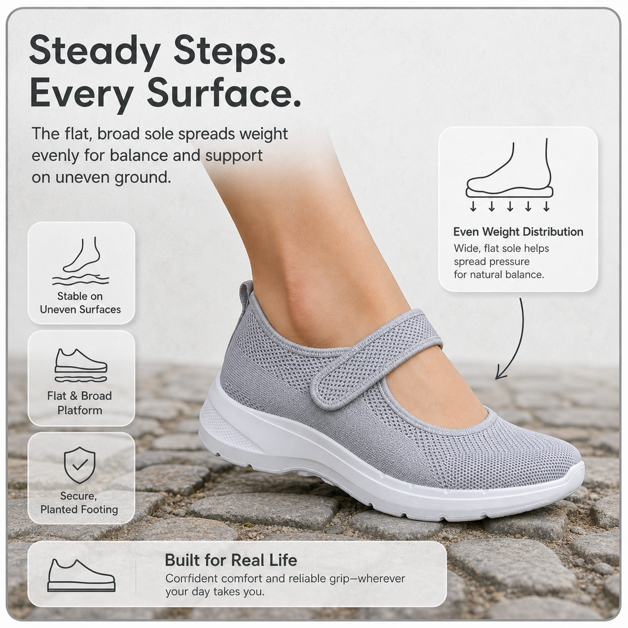StrideFit Pro™ Cushioned sneakersy do chodzenia z regulowanym paskiem