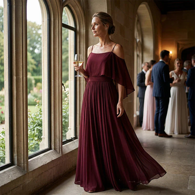 Tania Persico™ Elegancka sukienka maxi z wycięciami na ramionach dla puszystych