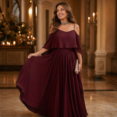 Tania Persico™ Elegancka sukienka maxi z wycięciami na ramionach dla puszystych