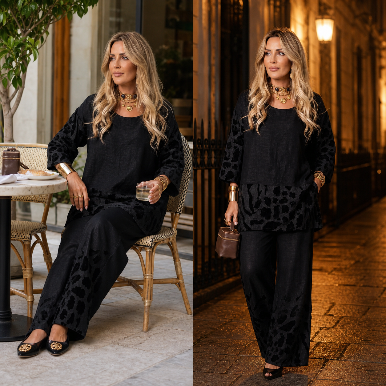 Tania Vassalli™ Elegancki garnitur w panterkę na specjalne okazje
