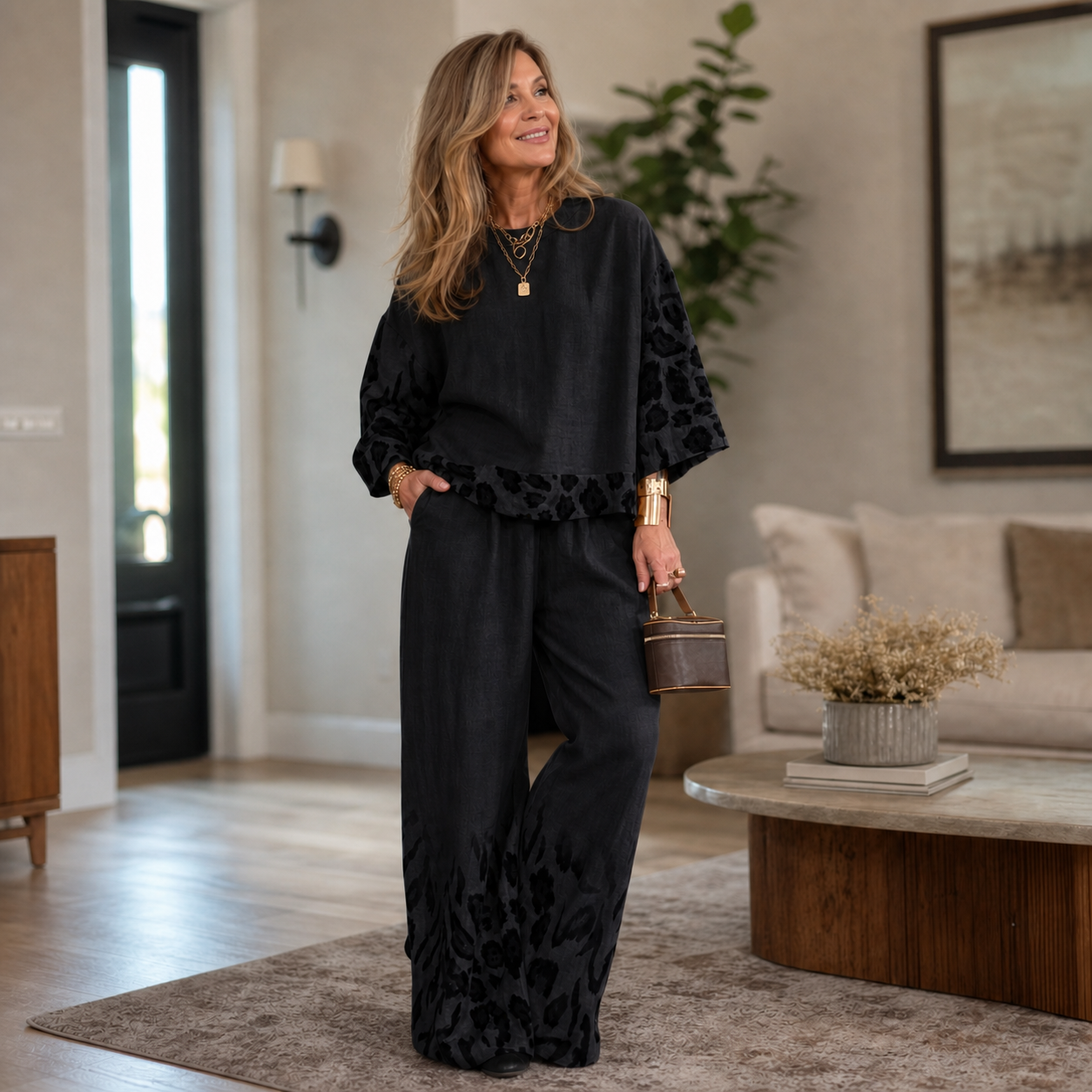 Tania Vassalli™ Elegancki garnitur w panterkę na specjalne okazje