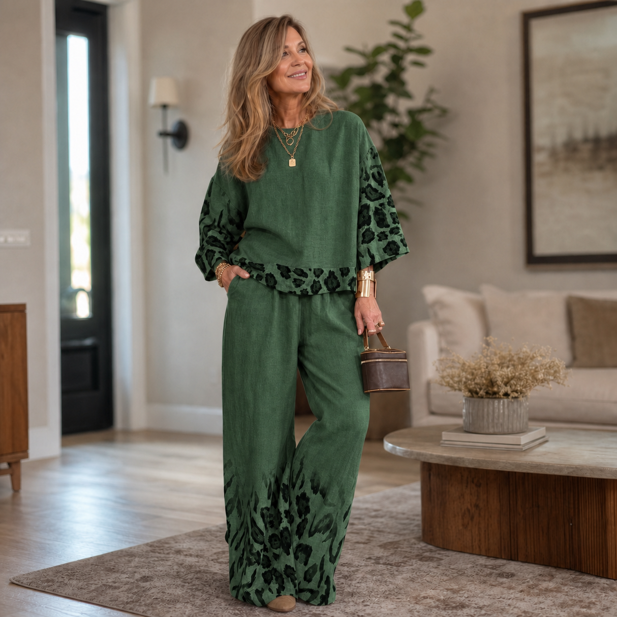 Tania Vassalli™ Elegancki garnitur w panterkę na specjalne okazje