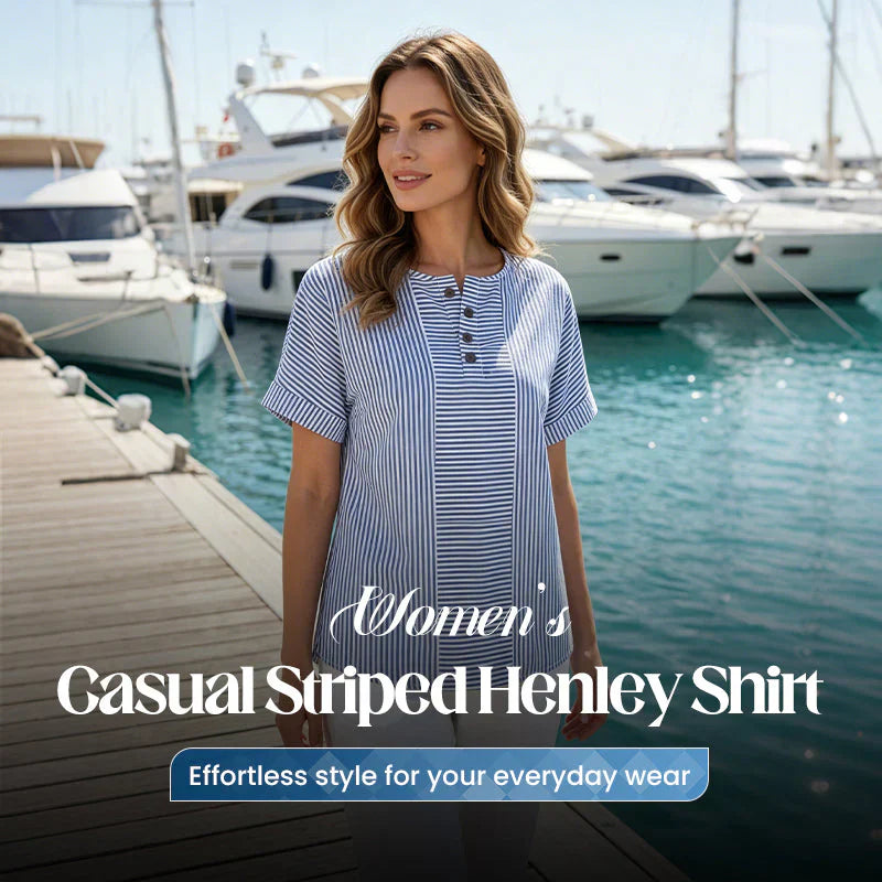 Teodora Filippelli™ Casualowa bluzka w paski henley do stylizacji bez wysiłku